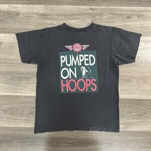 Vintage Reebok Shirt Mens Large Black Pumped On Hoops NBA Basketball 90s Tee USA